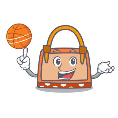Basketbol el çantası karakter karikatür vektör çizim ile