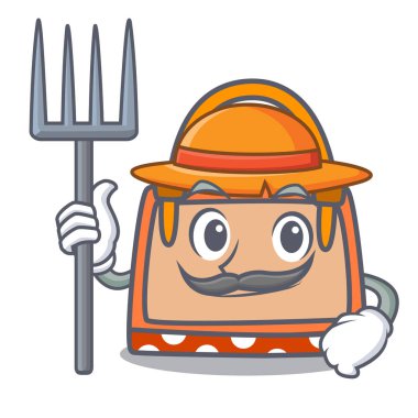 Çiftçi el çantası karakter karikatür vektör çizim