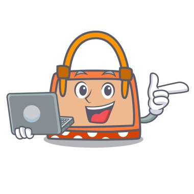 Dizüstü el çantası karakter karikatür vektör çizim ile