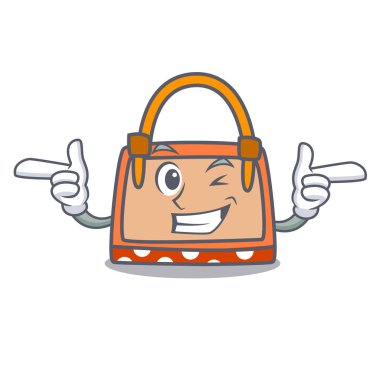 Wink el çantası karakter karikatür vektör çizim