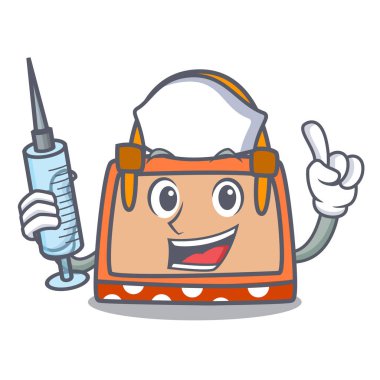 Hemşire el çantası karakter karikatür vektör çizim