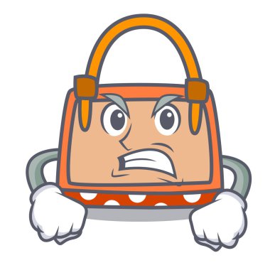 Kızgın el çantası maskot karikatür vektör çizim
