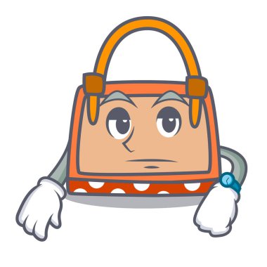 Bekleyen el çantası maskot karikatür vektör çizim