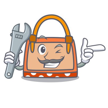 Mekanik el çantası maskot karikatür vektör çizim