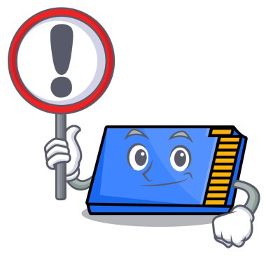 İşareti bellek kartı karakter karikatür vektör çizim ile