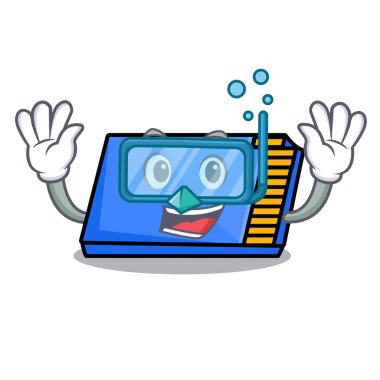 Dalış bellek kartı karakter karikatür vektör çizim