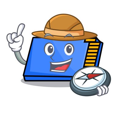 Explorer bellek kartı maskot karikatür vektör çizim