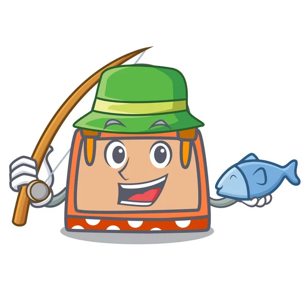 Pesca Mão Saco Mascote Desenho Animado Vetor Ilustração — Vetor de Stock