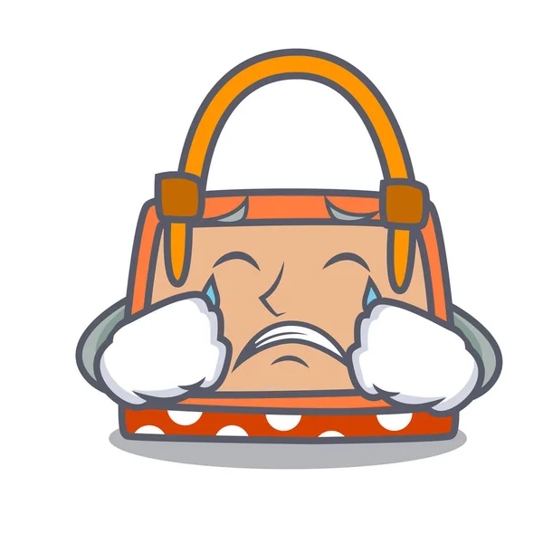 Crying Hand Bag Mascot Cartoon Vector Illustration — Stock Vector