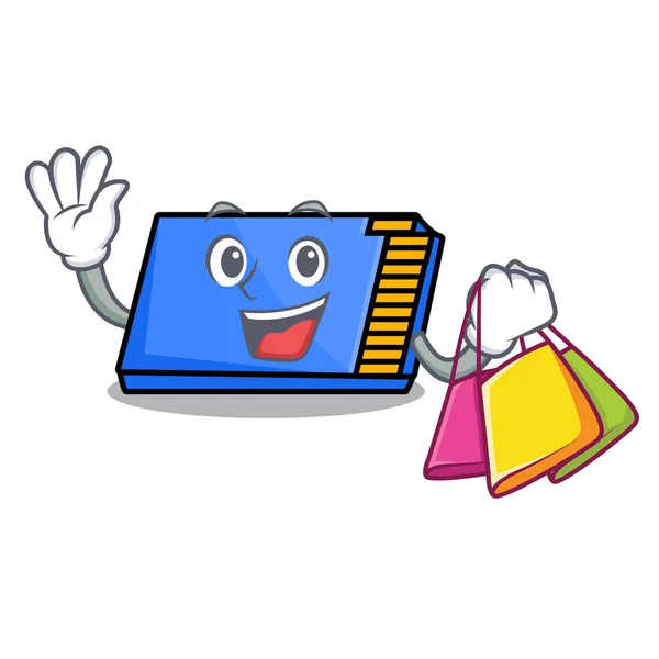 Compras Tarjeta Memoria Personaje Dibujos Animados Vector Ilustración — Vector de stock