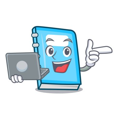 Dizüstü eğitim karakter karikatür tarzı ile