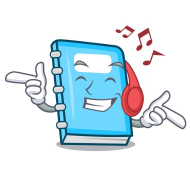 Dinleme müzik eğitim maskot karikatür tarzı vektör çizim