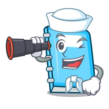 Denizci dürbün eğitim maskot karikatür tarzı ile