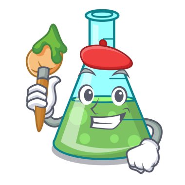 Sanatçı bilim kabı karakter karikatür