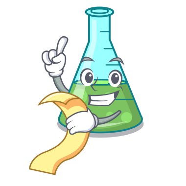 Menü bilim kabı maskot karikatür ile