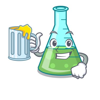 Suyu bilim kabı maskot karikatür ile