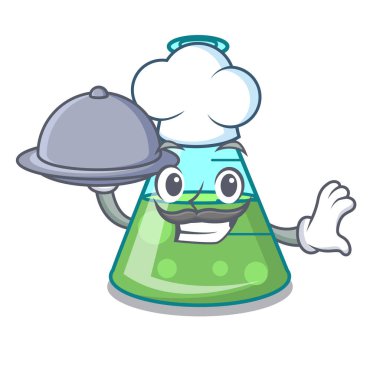 Şef gıda bilim kabı maskot karikatür ile