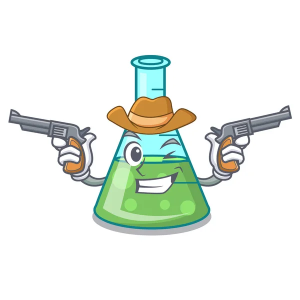 Cowboy Wissenschaft Becher Charakter Cartoon — Stockvektor