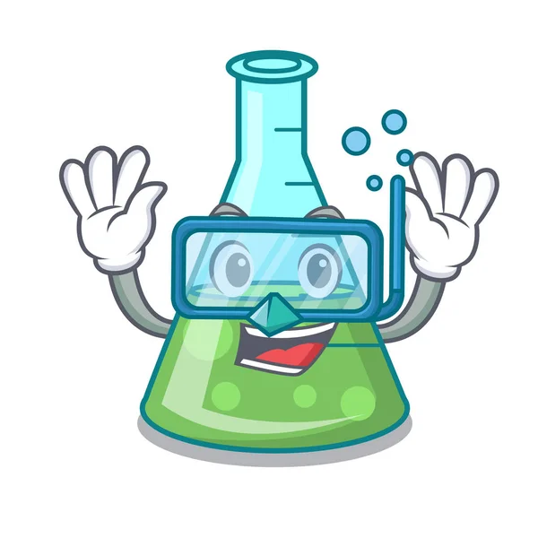 Buceo ciencia beaker personaje de dibujos animados — Vector de stock