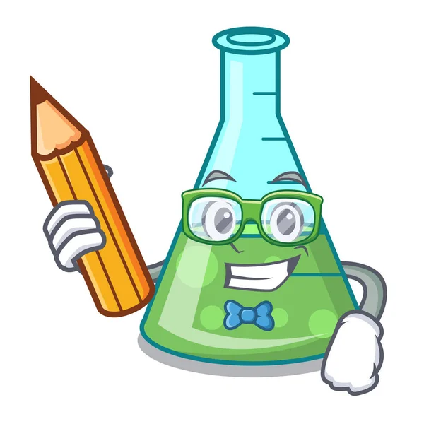 Student wetenschap bekerglas karakter cartoon — Stockvector