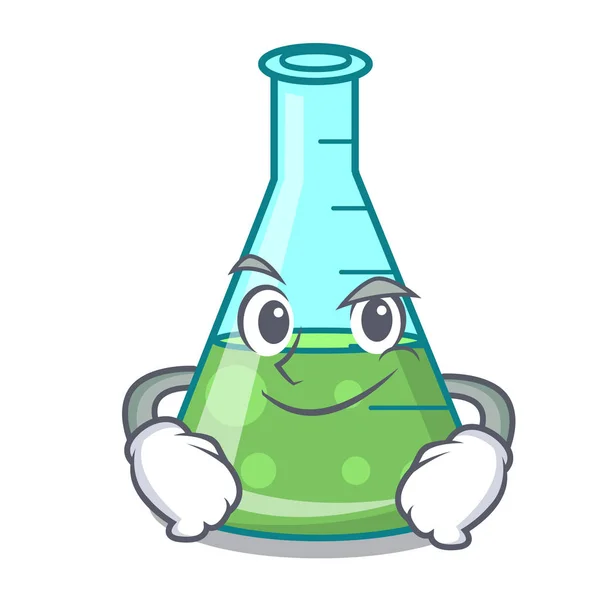 Menampar kartun karakter gelas kimia sains - Stok Vektor