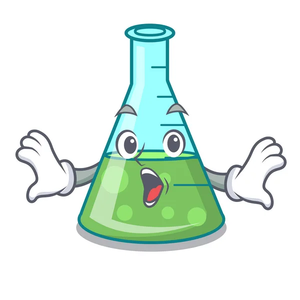 Surprised science beaker mascot cartoon — Stock Vector
