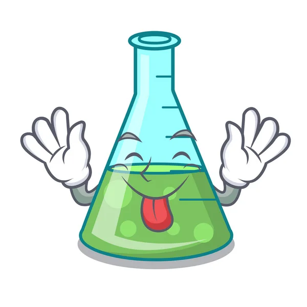 Língua para fora ciência copo mascote cartoon — Vetor de Stock