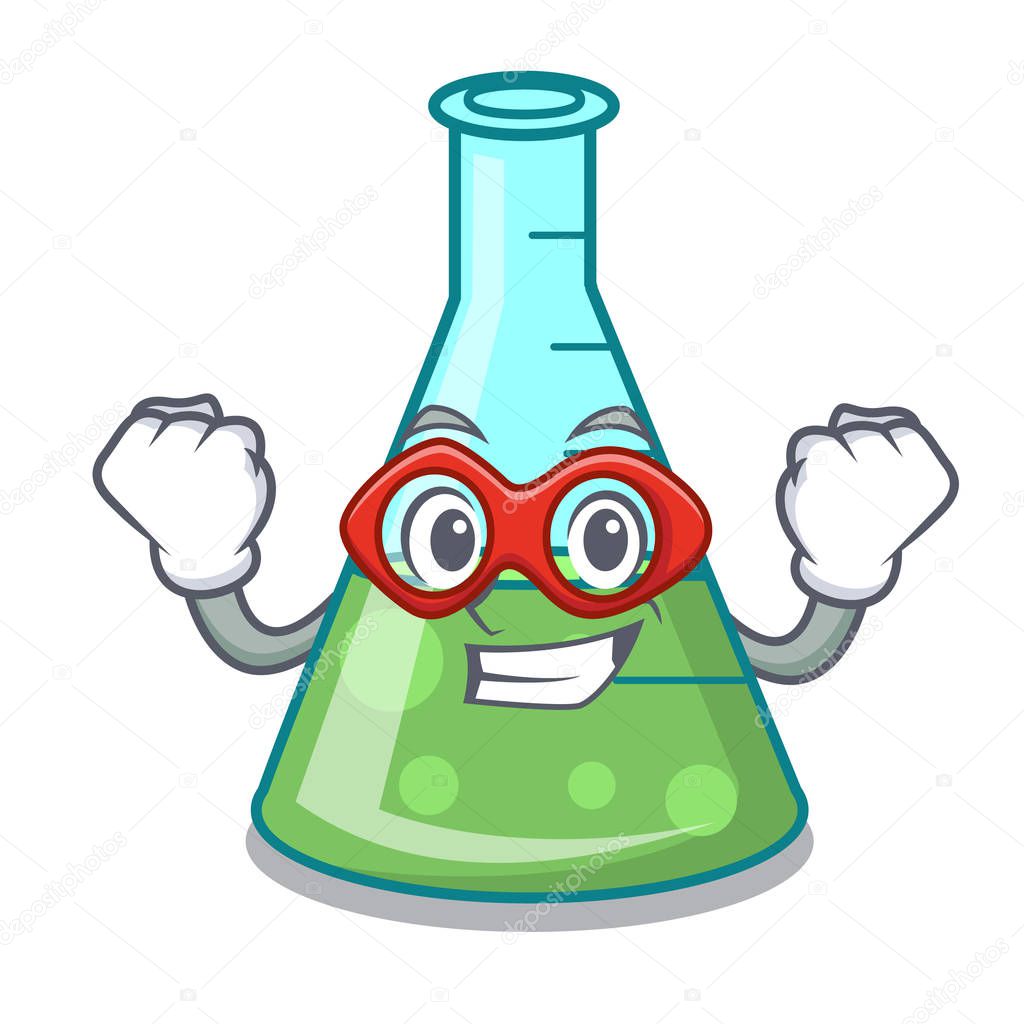 Super hero science beaker character cartoon