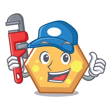 Tesisatçı altıgen maskot karikatür tarzı