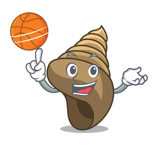 Basketbol sarmal kabuk karakter karikatür ile — Stok Vektör