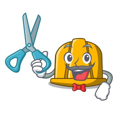 İnşaat kask karakter karikatür vektör çizim berber