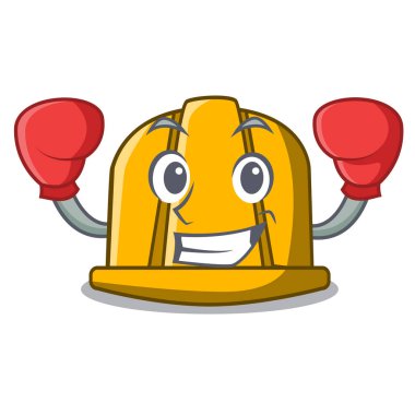 Boks inşaat kask karakter karikatür vektör çizim