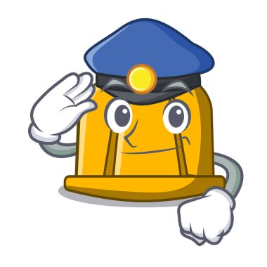 Polis inşaat kask karakter karikatür vektör çizim