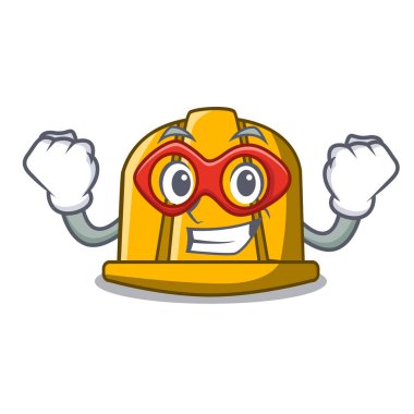 Süper kahraman inşaat kask karakter karikatür vektör çizim