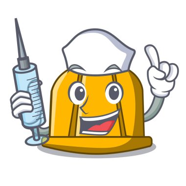 Hemşire inşaat kask karakter karikatür vektör çizim