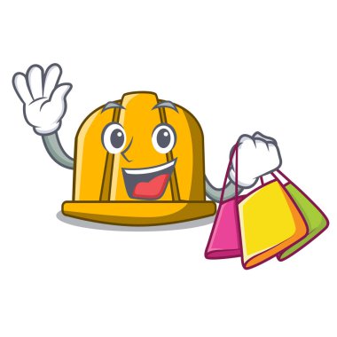 Alışveriş inşaat kask karakter karikatür vektör çizim