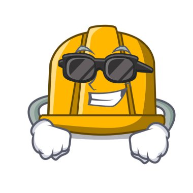 Süper cool inşaat kask karakter karikatür vektör çizim