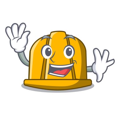 İnşaat kask karakter karikatür vektör çizim sallayarak