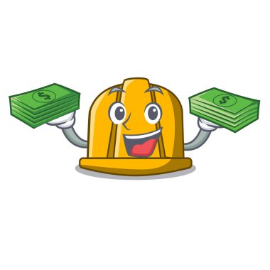 Para inşaat kask maskot karikatür vektör çizim ile
