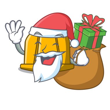 Noel Baba hediye inşaat kask maskot karikatür vektör çizim ile