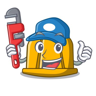 Tesisatçı İnşaat kask maskot karikatür vektör çizim