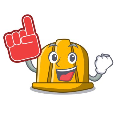 Köpük parmak inşaat kask maskot karikatür vektör çizim