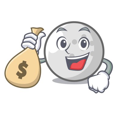 Para çantası golf topu karakter karikatür vektör çizim ile