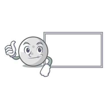 Başparmak yukarıya kurulu golf topu karakter karikatür vektör çizim ile