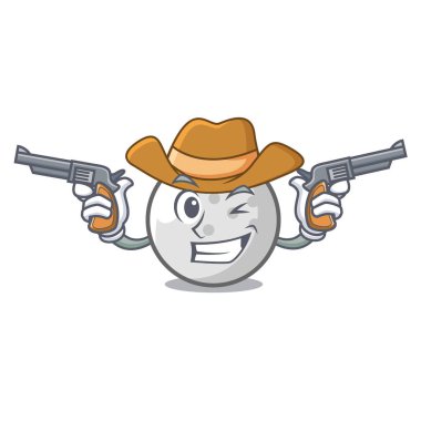 Kovboy golf topu karakter karikatür vektör çizim
