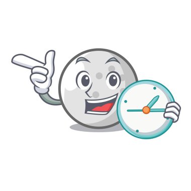 Saat golf topu karakter karikatür vektör çizim ile