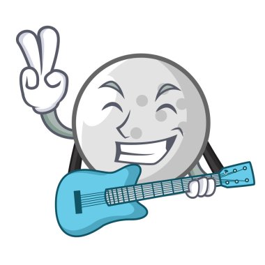 Gitar golf topu maskot karikatür vektör çizim ile