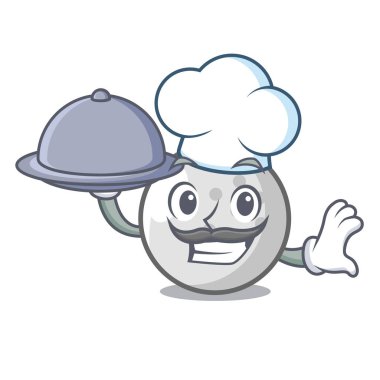 Şef gıda golf topu maskot karikatür vektör çizim ile