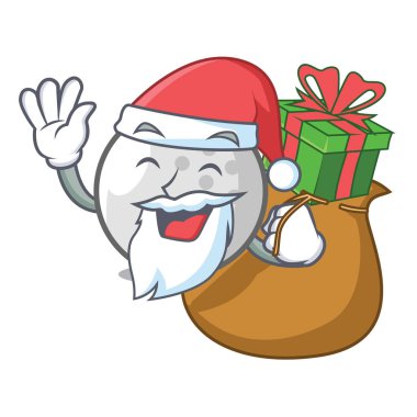 Noel Baba hediye golf topu maskot karikatür vektör çizim ile