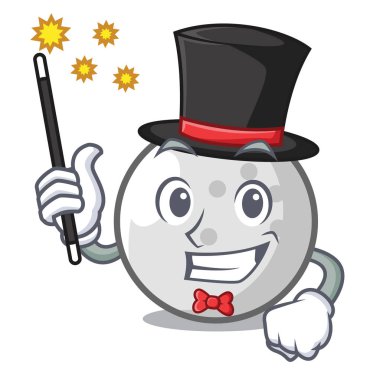 Sihirbaz golf topu maskot karikatür vektör çizim